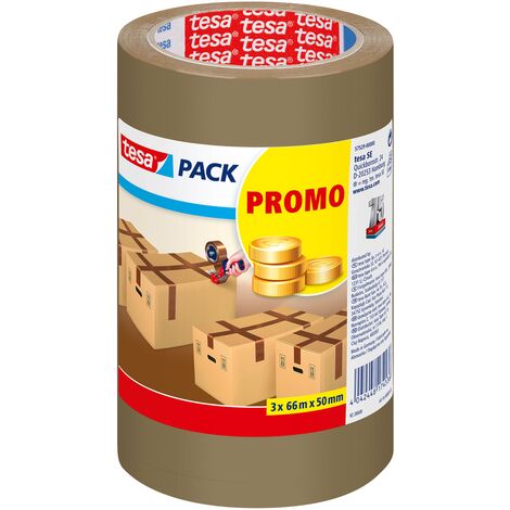 Pack De 3 rollos cinta embalaje tesapack color 66m x 50mm strong 66 uds standard 66mx50mm 50