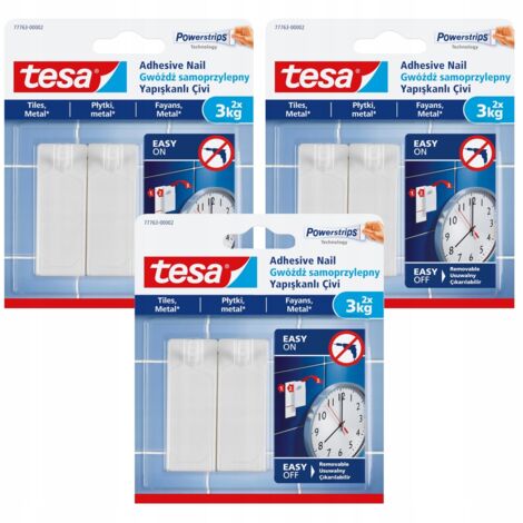 TESA Clavo autoadhesivo para baldosas metálicas 3 kg x 3