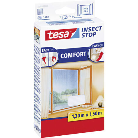 tesa Insect Stop COMFORT Fliegengitter für Fenster - Insektenschutz mit Klettband selbstklebend - Fliegen Netz ohne Bohren - weiß (leichter sichtschutz), 100 cm x 100 cm