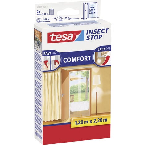 TESA Insect Stop COMFORT Fliegengitter für Türen - Insektenschutz Tür mit Klettband - Fliegen Netz ohne Bohren, anthrazit ( 2 x 65 cm )120 cm x 220 cm