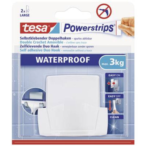 Tesa Crochet double blanc avec technologie Powerstrips