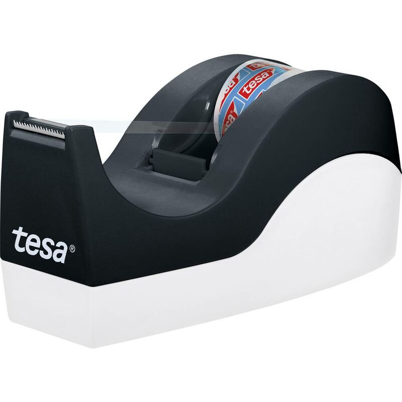 Image of Tesa - Dispenser da tavolo per nastro adesivo film Orca Nero incl. rotolo di nastro adesivo 33m x 19mm