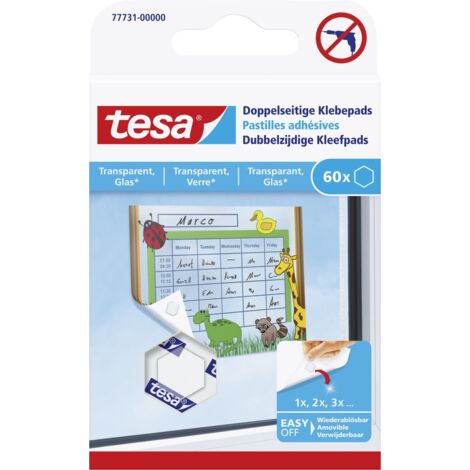tesa® Doppelseitige Klebepads transparent | Glas | 60 Stück