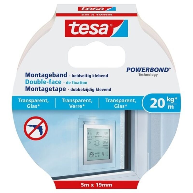 Ruban de montage pour surfaces et verre transparent, 77741-00000-00 - Tesa