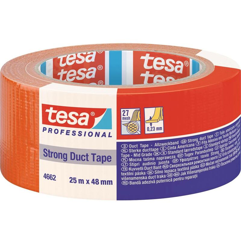 Image of Duct Tape strong 04662-00195-01 Arancione (l x l) 25 m x 48 mm 1 pz. - Tesa