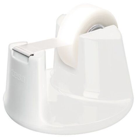 tesa Easy Cut Desktop dispenser COMPACT WHITE + 1 roll tesafilm INVISIBLE 33M x 19MM