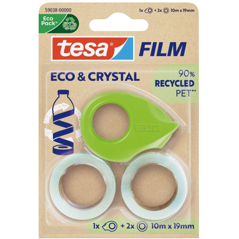 Image of Eco & crystal 59038-00000-00 Nastro adesivo film film ® Eco & Crystal Trasparente (l x l) 10 m x 19 mm 2 p - Tesa
