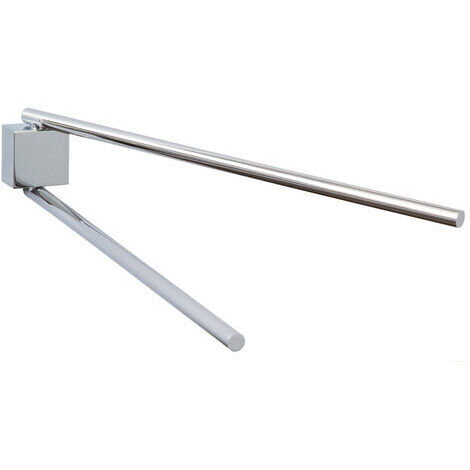 tesa EKKRO Bad Handtuchhalter, 2-armig und schwenkbar, verchromt - zur Wandbefestigung ohne Bohren, inkl. Klebelösung - 428 mm x 50 mm x 87 mm