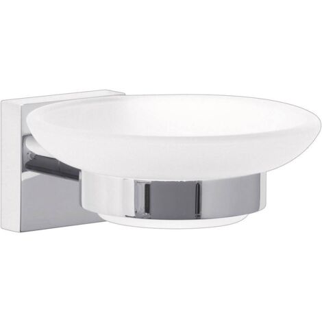 Tesa Ekkro, Portasapone Metallo Cromato Lucido, Autoadesivo, Tecnologia di Montaggio Adesiva, 50mm x 135mm x 118mm