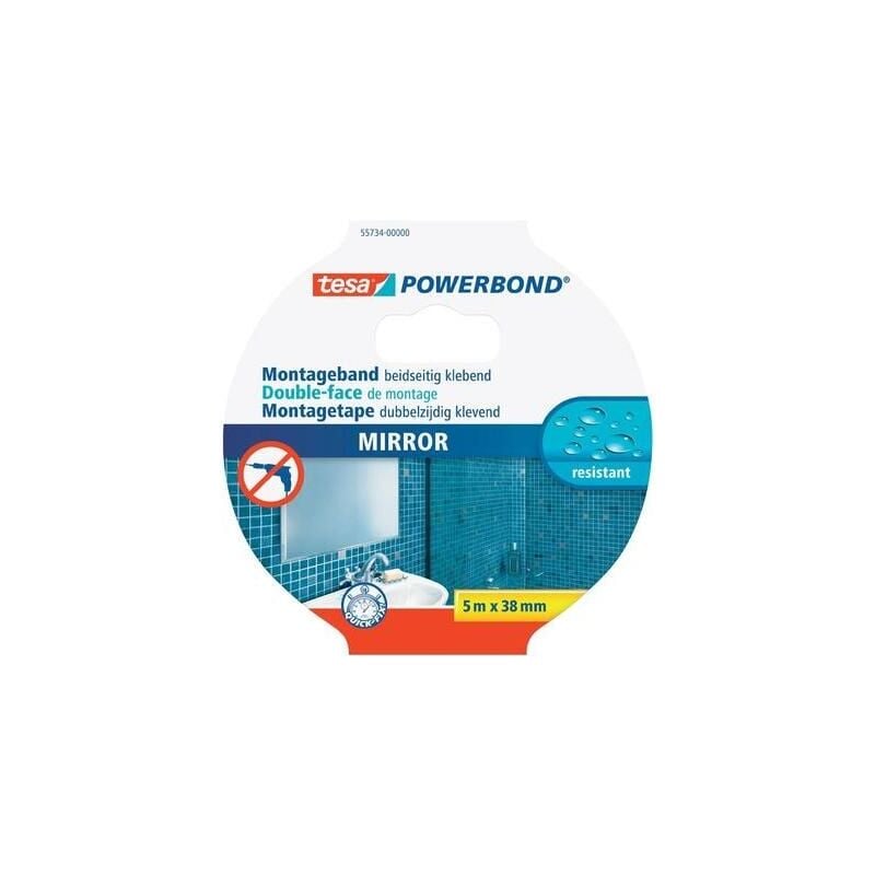 

POWERBOND CINTA DOBLE CARA ESPEJOS , CINTA DOBLE CARA PARA ESPEJOS , CINTA ADHESIVA RESISTENTE A LA HUMEDAD PARA BAÑOS Y DU - Tesa