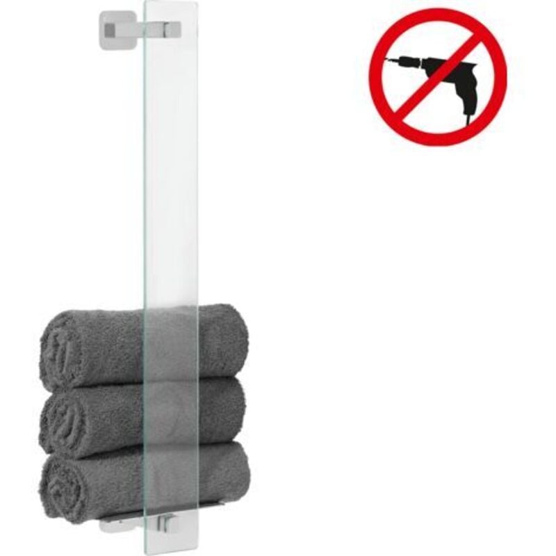 Tesa - Porte-serviettes invité esteetic, avec solution adhésive, design élégant, aspect acier inoxydable, garanti sans rouille, 127 mm x 180 mm x 667