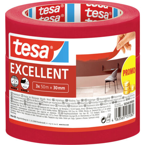 tesa EXCELLENT 56548-00000-00 Kreppband  Rot (L x B) 50 m x 30 mm 3 St.