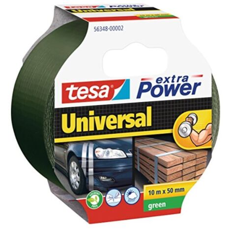 tesa extra Power Klebeband Universal 10 m x 50 mm, grün Montageband