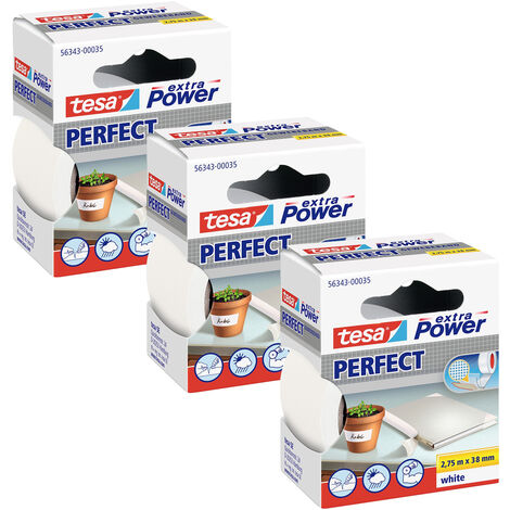 tesa EXTRA POWER PERFECT 56343-00501-04 Gewebeklebeband  Weiß (L x B) 2.75 m x 38 mm 3 St.