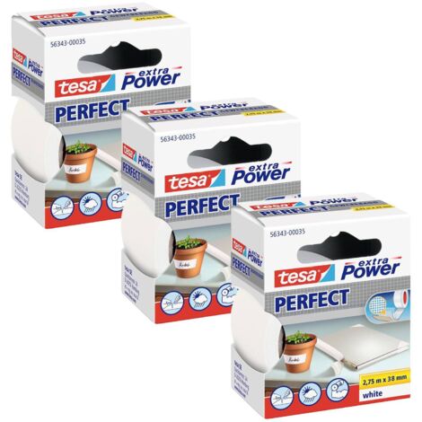 tesa EXTRA POWER PERFECT 56343-00501-04 Ruban adhésif toilé blanc (L x l) 2.75 m x 38 mm 3 pc(s)