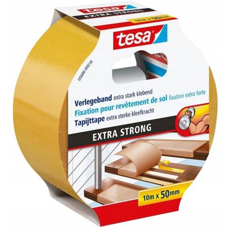 Tesa Extra Starkes doppelseitiges Teppichklebeband 10m x 50mm