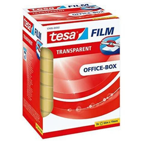 Tesa film cinta adhesiva officebox transparente 66mx19mm -pack 8u-
