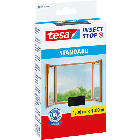 tesa Fliegengitter Insektenschutz 1,5 x 1,8m große Fenster Klett Standard
