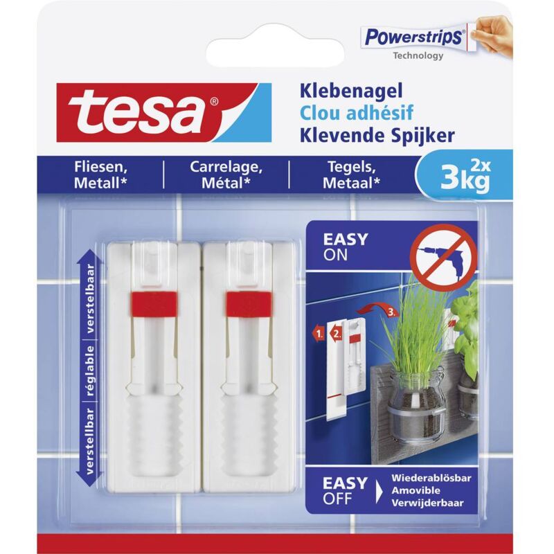 Image of Adjustable Adhesive Nail for Tiles & Metal 3kg - Tesa
