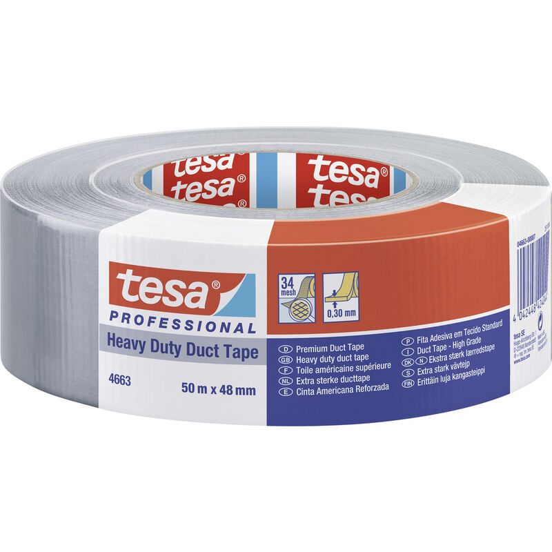 Tesa - strong 04663-00007-02 Gewebeklebeband ® Professional Silber (l x b) 50 m x 48 mm 1 St.