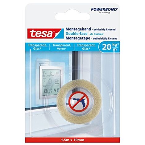 tesa GLASS 77740-00000-00 Nastro per fissaggio tesa® Powerbond Trasparente (L x L) 1.5 m x 19 mm 1 pz.