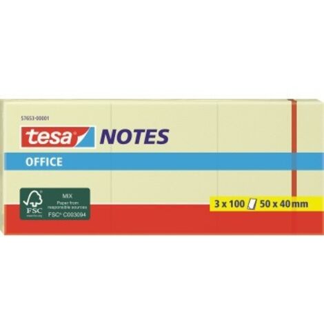TESA Haftnotiz tesa® Office Notes 40 x 50 mm (B x H) gelb 100 Bl./Block 3 Block/Pack.