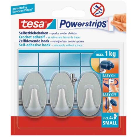 tesa Haken Powerstrip Small oval, matt-chrome Haushaltsklebeband & Klebehaken
