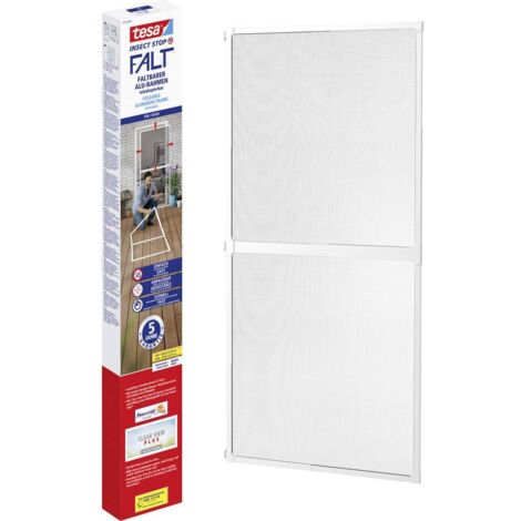 tesa Insect Stop FALT Zanzariera - Con telaio pieghevole in alluminio per porte - Con telaio telescopico regolabile - Bianco - 80 cm x 170 cm a 100x cm x 220 cm