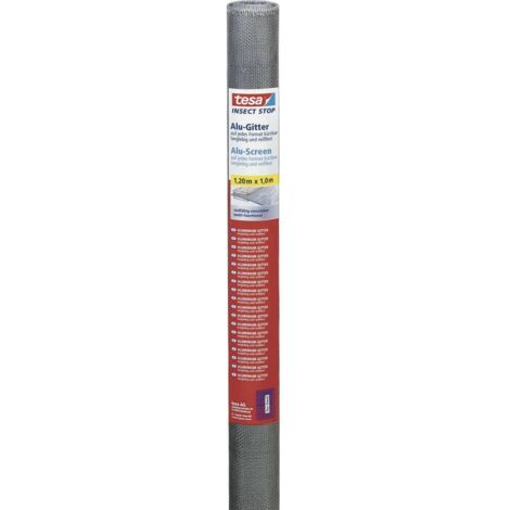 tesa Insect Stop Rotolo di Ricarica per Zanzariera in Alluminio, Rete per zanzariere regolabile, Resistente ai raggi UV, Grigio, 100 cm x 120 cm