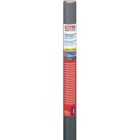 tesa Insect Stop Rotolo di Ricarica per Zanzariera in Fibra di Vetro - Rete antizanzare regolabile - Resistente ai raggi UV - Antracite - 120 cm x 250 cm