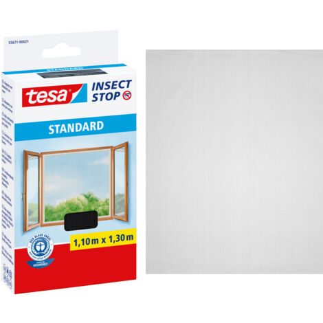 tesa Insect Stop STANDARD Moustiquaire pour fenêtre - Moustiquaire découpable - Protection contre les moustiques sans percer - 1 x moustiquaire anthracite - 110 cm x 130 cm -2pcs