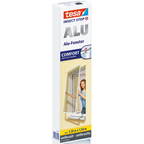 tesa Insektenschutz-Fenster COMFORT 120 x 150 cm anthrazit Insektenschutzgitter