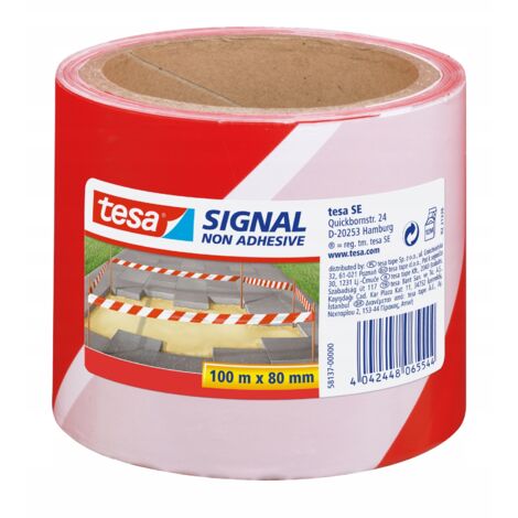 tesa Modello Nastro Segnaletico Rosso e Bianco 80 mm
