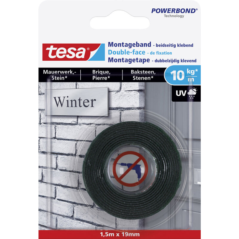 Tesa - Brick & Stone 77748-00000-00 Montageband ® Powerbond Schwarz (l X B) 1.5 M X 19 Mm 1 St.