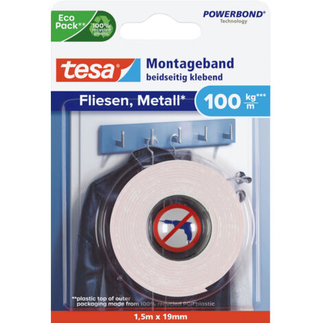 tesa Montageband 1,5 m x 19 mm, weiß Montagekleber