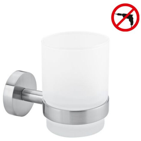 tesa Moon Gobelet & Porte Brosse à dents Acier Inox - Sans percer