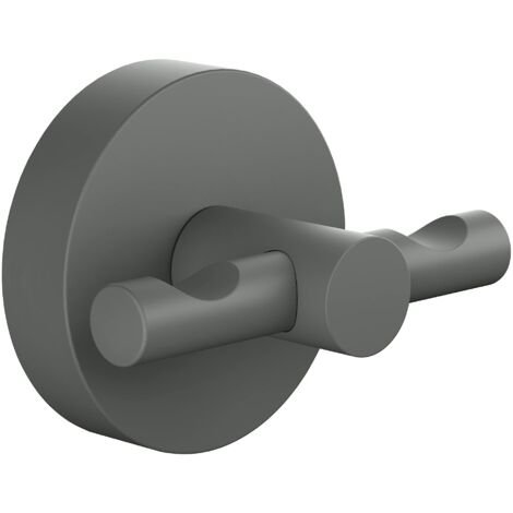 tesa MOON GREY Gancio per Accappatoio, Per bagni in stile industriale e moderno, Senza foratura, soluzione adesiva inclusa, 50 mm x 65 mm x 53 mm, Grigio opaco
