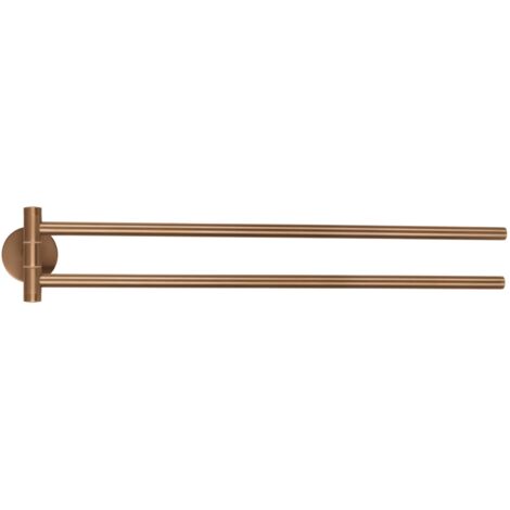 tesa MOON Portasciugamani a 2 bracci in bronzo spazzolato - Portasciugamani a barra autoadesivo in metallo rivestito in PVD - non richiede foratura, soluzione adesiva incl. - 84 mm x 50 mm x 456 mm
