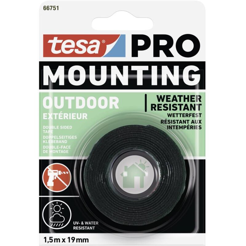 Image of Tesa - Mounting pro Outdoor 66751-00000-00 Nastro per fissaggio Trasparente (l x l) 1.5 m x 19 mm 1 pz.