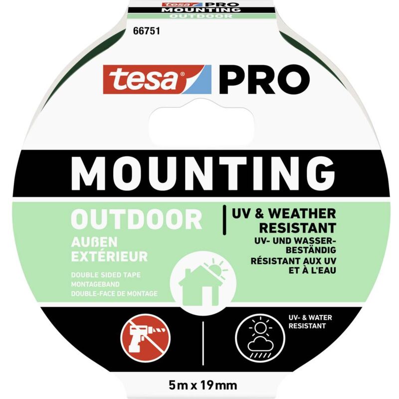 Image of Tesa - Mounting pro Outdoor 66751-00001-00 Nastro per fissaggio Trasparente (l x l) 5 m x 19 mm 1 pz.