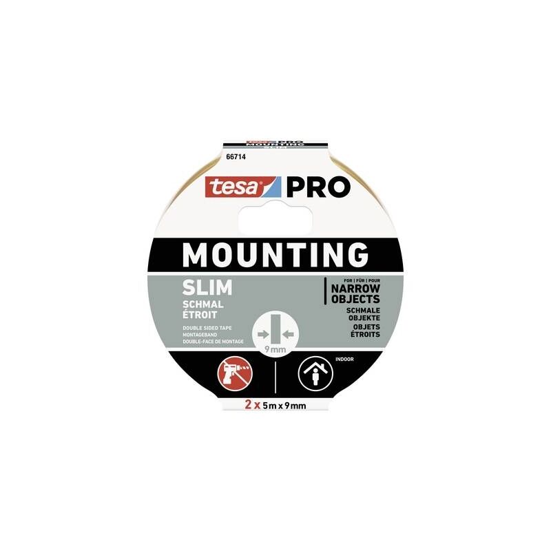 

MOUNTING PRO SCHMAL 66714-00000-00 - CINTA DE MONTAJE (10 M X 9 MM, 2 UNIDADES), COLOR BLANCO - Tesa