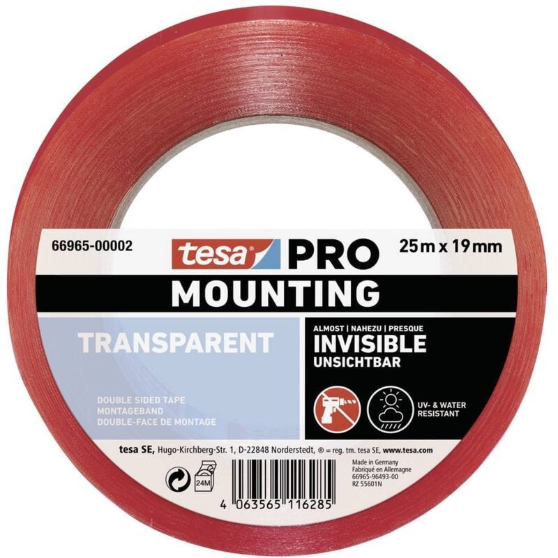 Mounting pro Transparent 66965-00002-00 Ruban de montage transparent (l x l) 25 m x 19 mm 1 pc(s) - Tesa