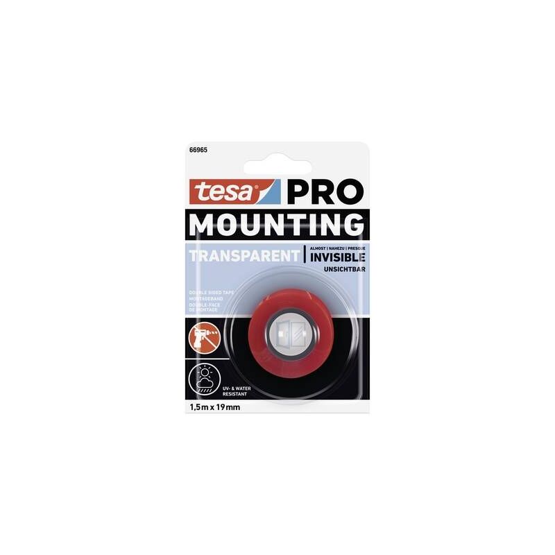 

Tesa Mounting Pro Transparente 66965-00000-00 Cinta De Montaje Transparente (Lxl) 1.5 Mx 19 Mm 1 Uza(S)