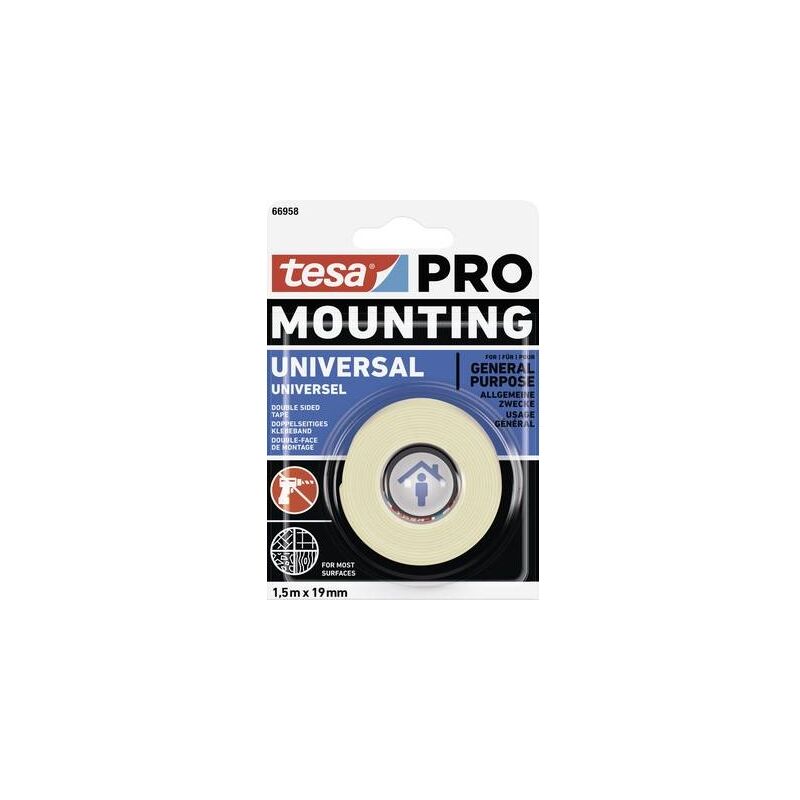 

Tesa Mounting Pro Universal 66958-00000-00 Cinta De Montaje Blanca (Lxl) 1.5 Mx 9 Mm 1 Uds.