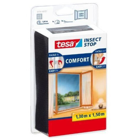 TESA Moustiquaire Comfort pour fenetres - 1,3 m x 1,5 m - Noir