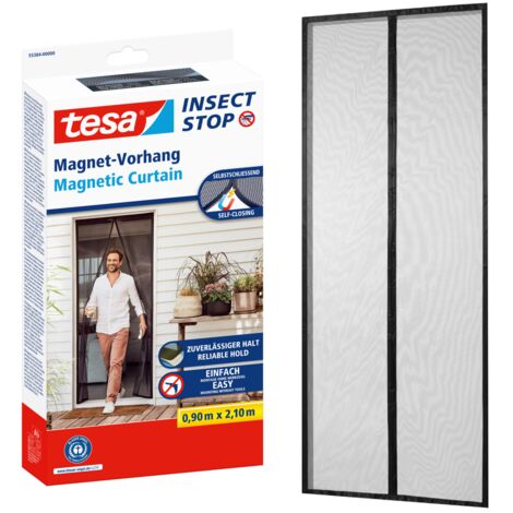Tesa – Moustiquaire de fenêtre 553840000000 – Rideau aimanté 0,9 m x 2,1 m – Couleur anthracite – Installation sans perçage - D026772