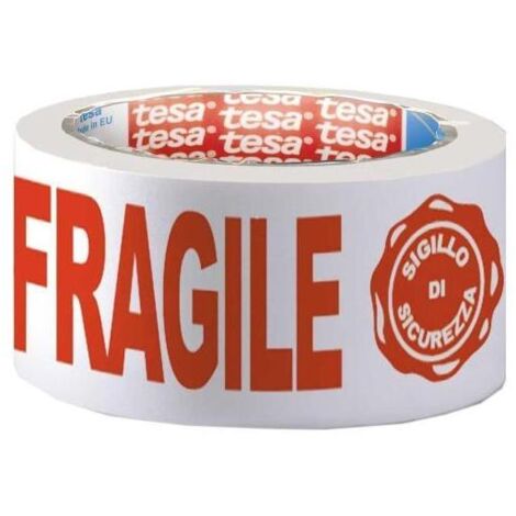 TESA Nastro da imballo in PP stampato "FRAGILE" 66 m