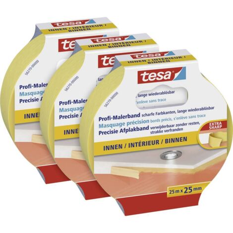 tesa Nastro per Mascherature Professional - Nastro da pittura in sottile carta Washi per mascherature precise durante la verniciatura - Per interni ed esterni - 3x25 m x 25 mm