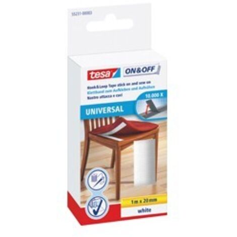 Tesa On & Off Banda autoadhesiva para coser y pegar Universal blanco 1m x 20mm