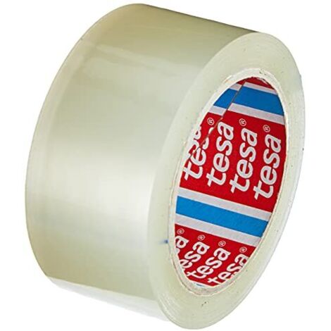 tesa Pack Nastro Adesivo Solido e Forte per Imballaggio in Cartone - Supporto in Polipropilene Forte e Silenzioso - Resistente ai Raggi UV e al Taglio - Trasparente - 66m x 50mm